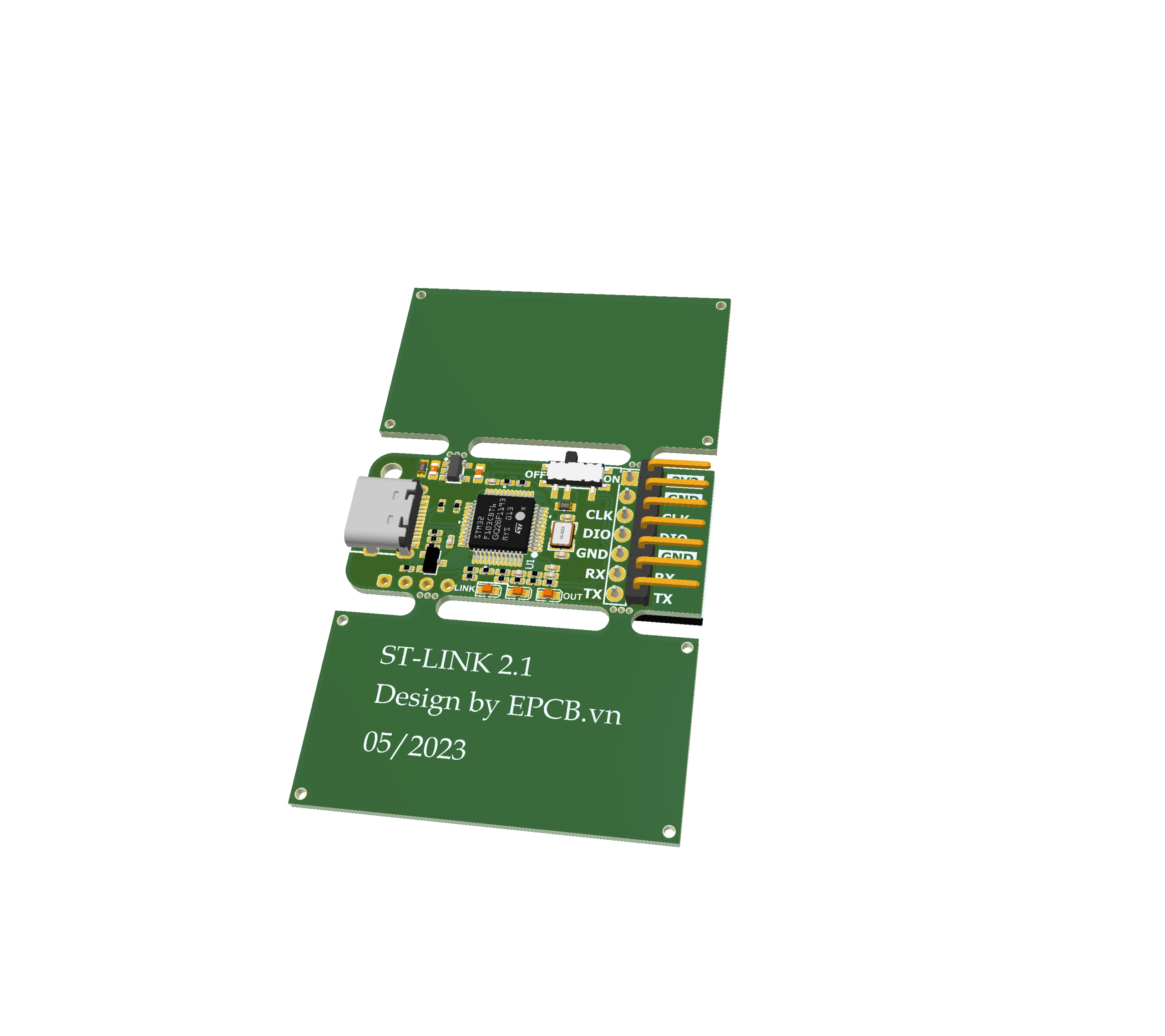 Mô hình 3D mạch nạp ST-Link V2-1