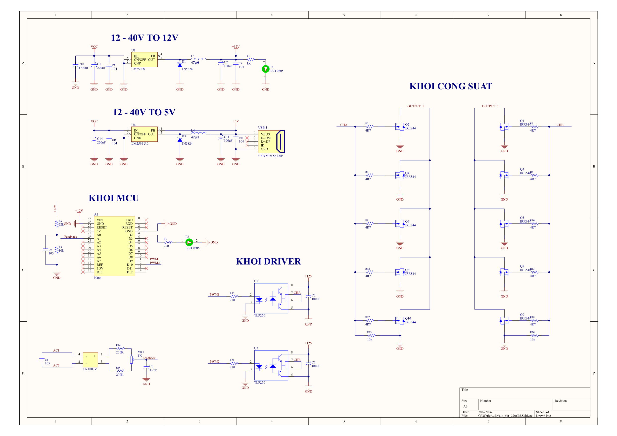 Sơ đồ nguyên lý mạch Inverter Sine chuẩn điều khiển bằng Arduino