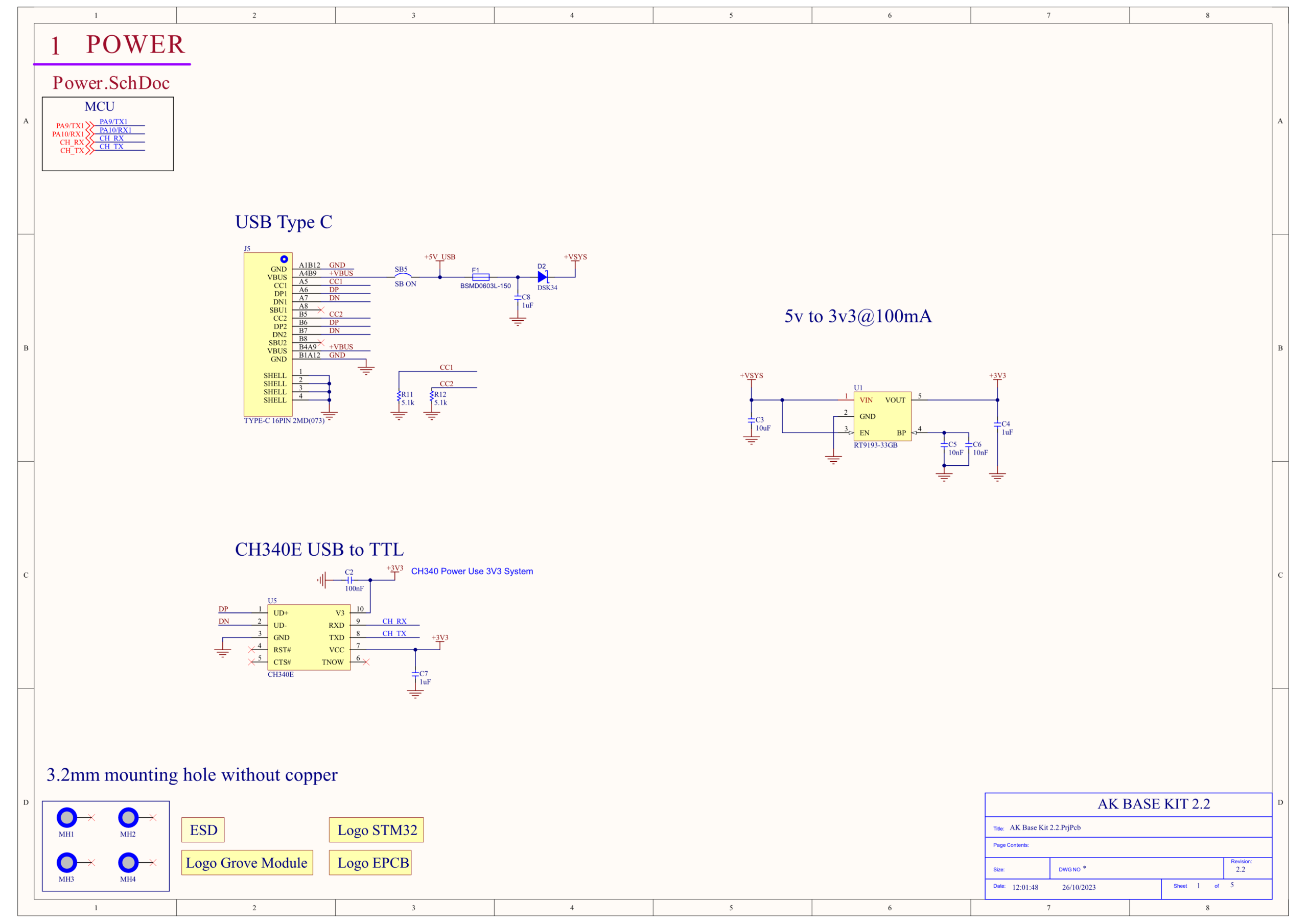 Schematic khối nguồn và USB Type-C