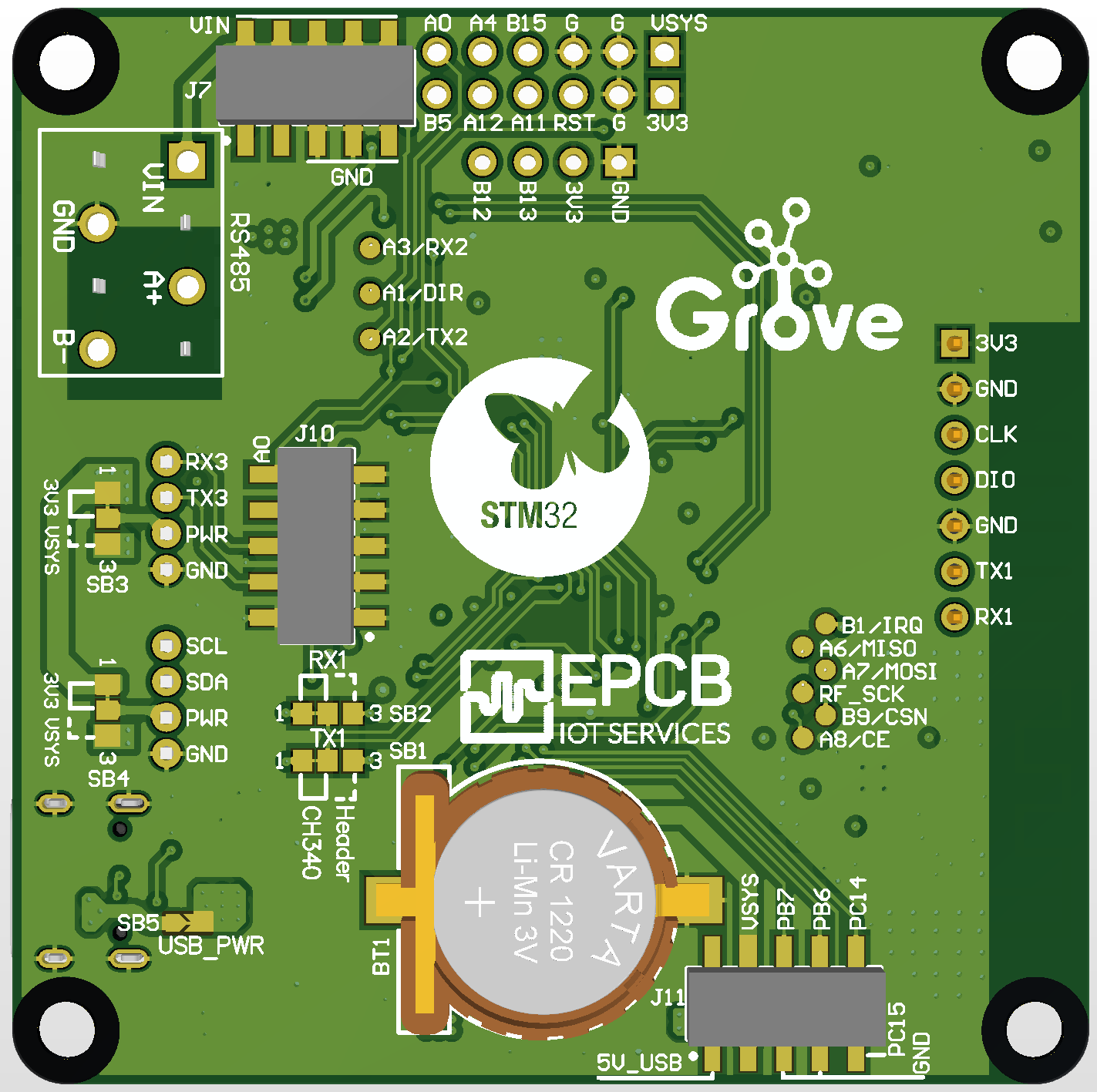 Layout PCB mặt dưới (Bottom Layer)
